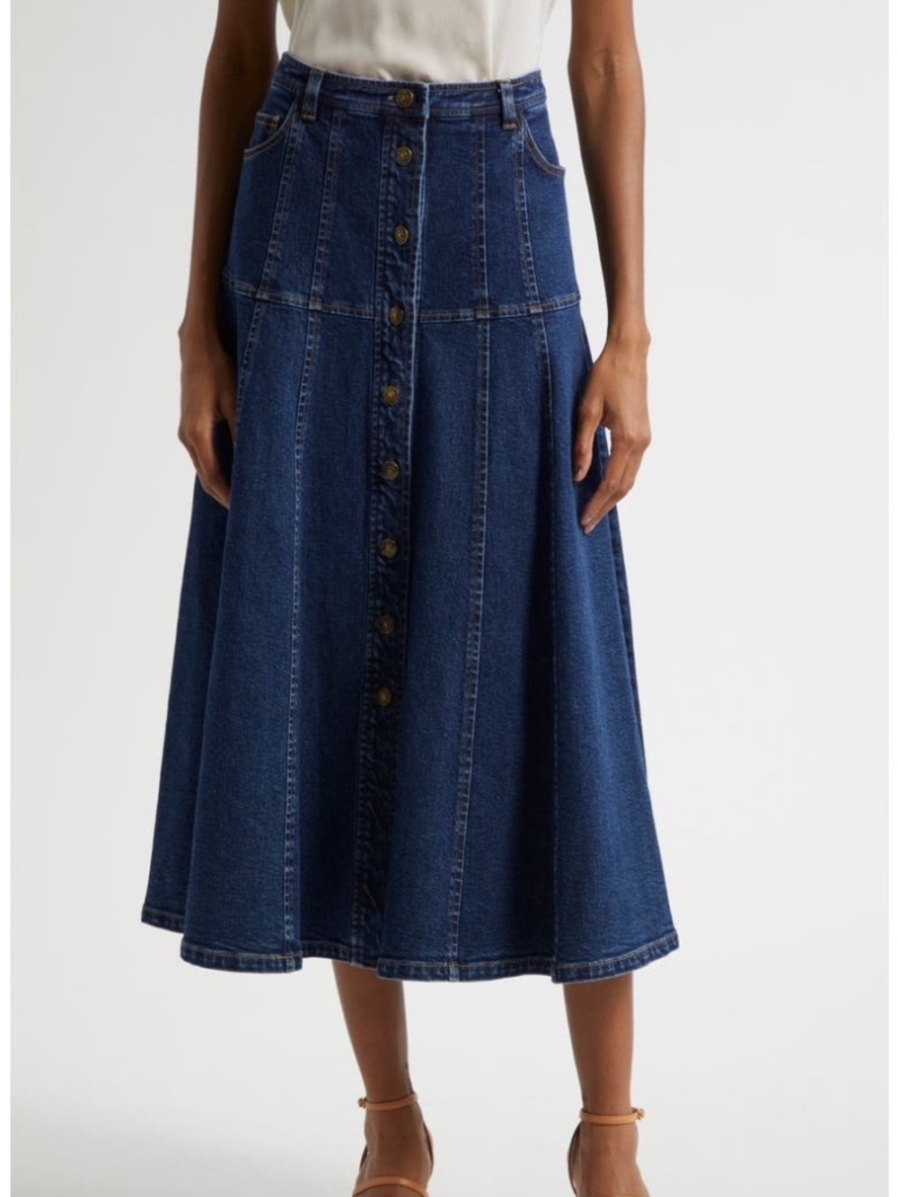 Cinq a Sept Oceane Veena Denim Midi Skirt Sz. 6 - Picture 4 of 9
